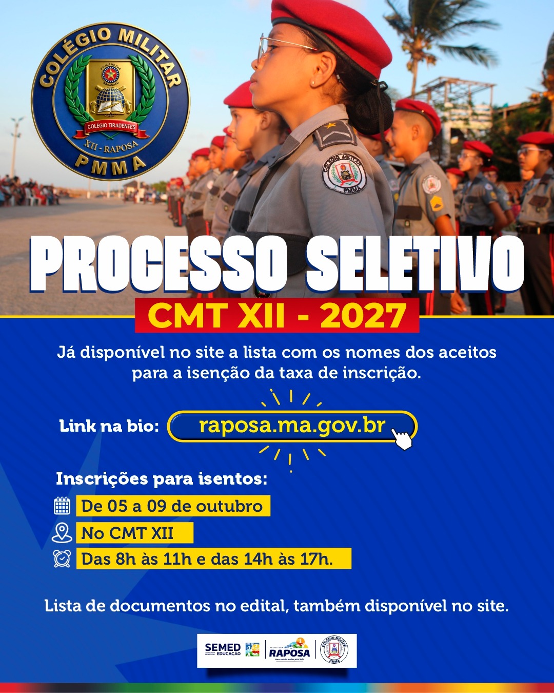 CMT XII divulga relação de candidatos com isenção da taxa de inscrição aprovada